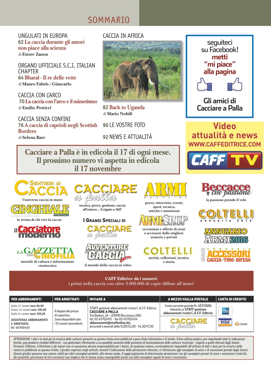 Caccia Magazine Cacciare A Palla Novembre Back Issue