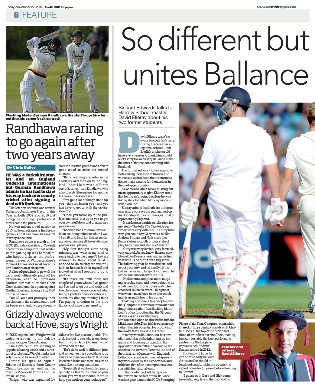 The Cricket Paper Magazine 27th November 2015 Subscriptions Pocketmags