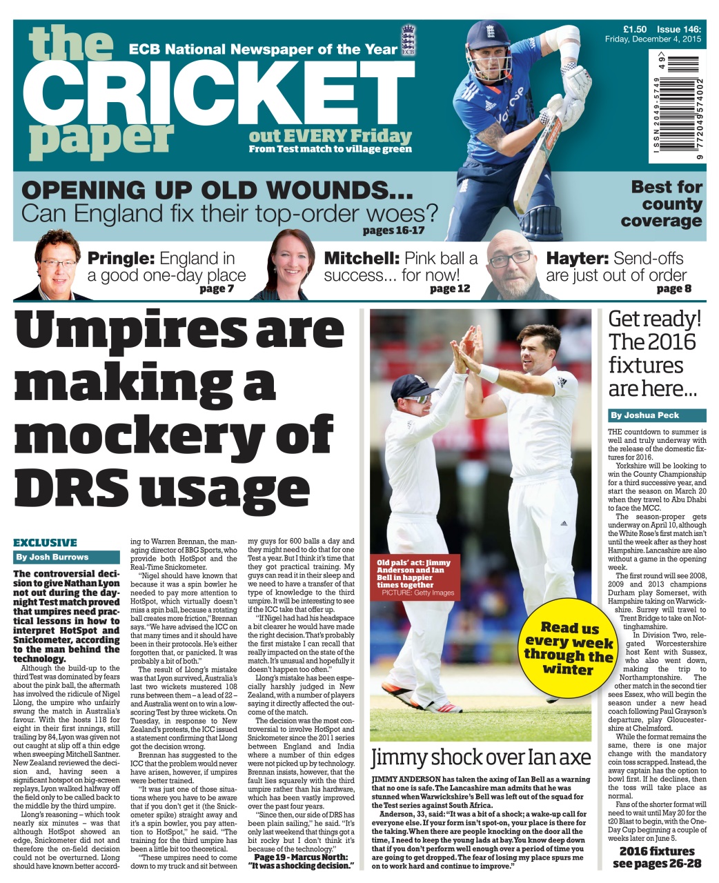 The Cricket Paper Magazine 4th December 2015 Back Issue