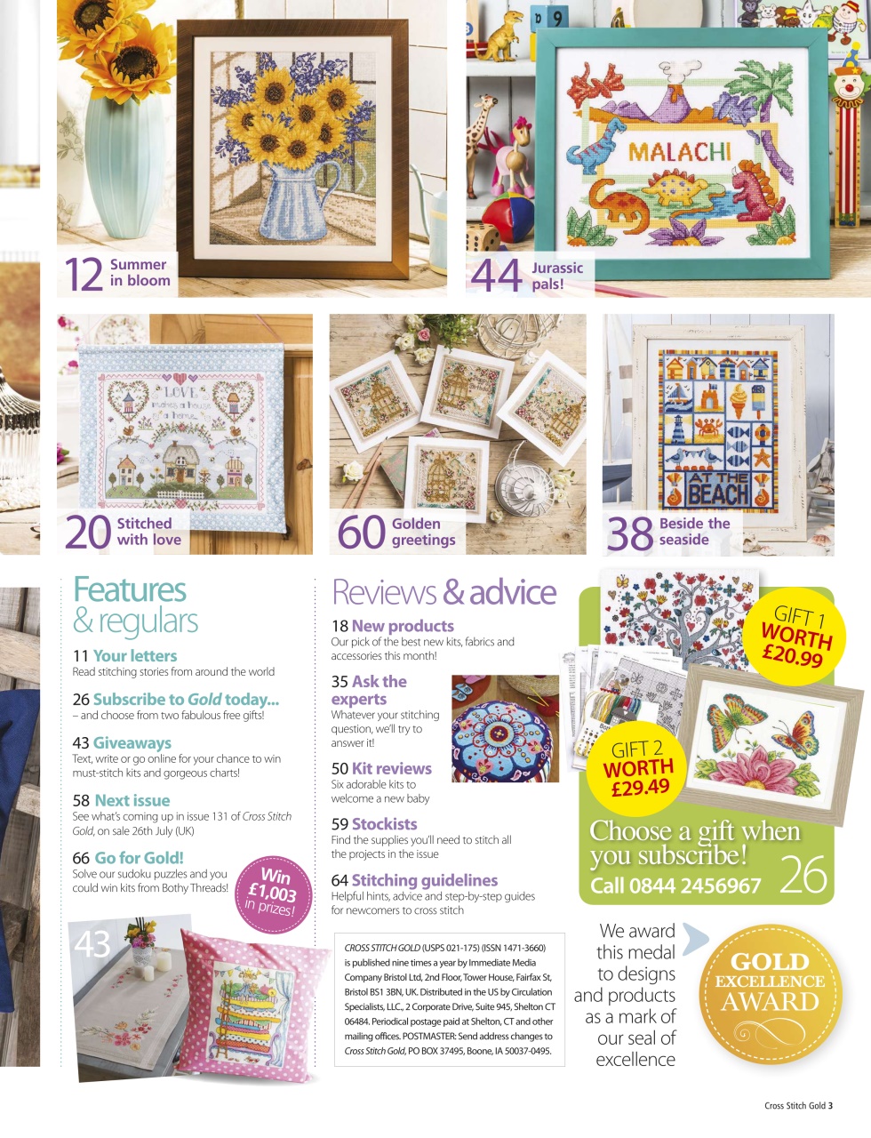 Cross Stitch Gold Magazine June 2016 Back Issue