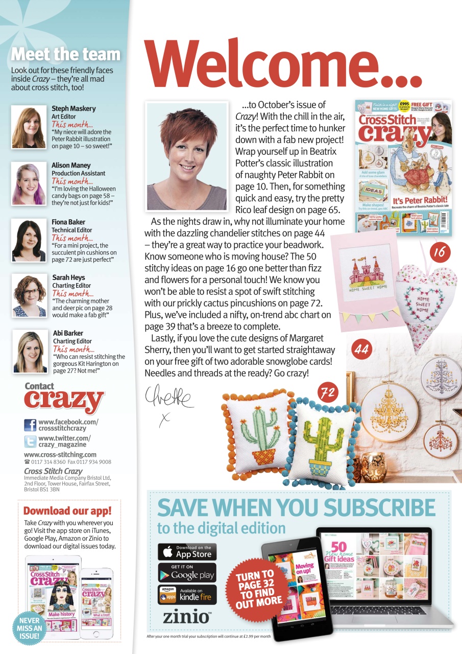 Cross Stitch Crazy Magazine October 2016 Back Issue
