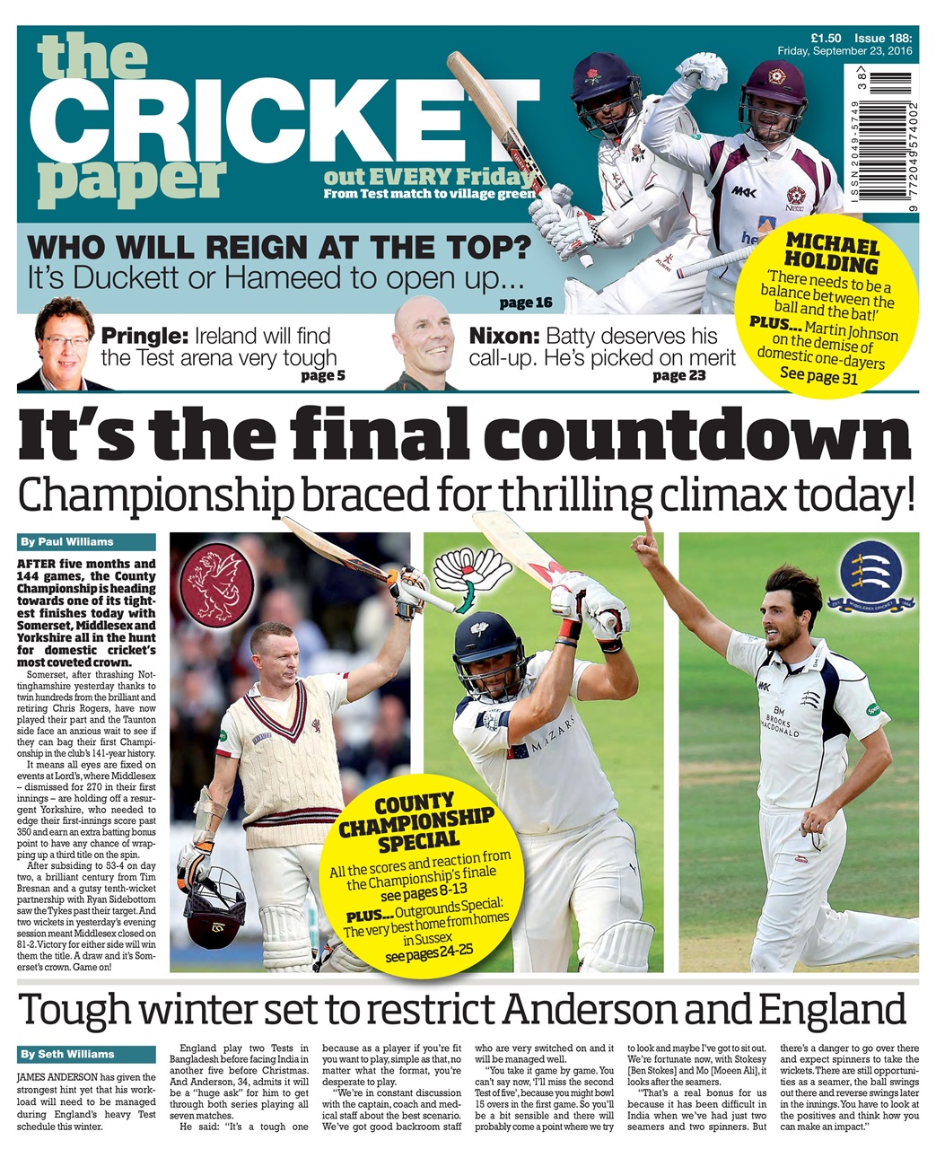 The Cricket Paper Magazine - 23rd September 2016 Back Issue