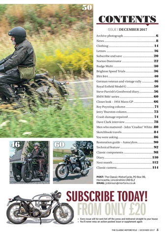 The Classic MotorCycle Magazine - December 2017 Back Issue