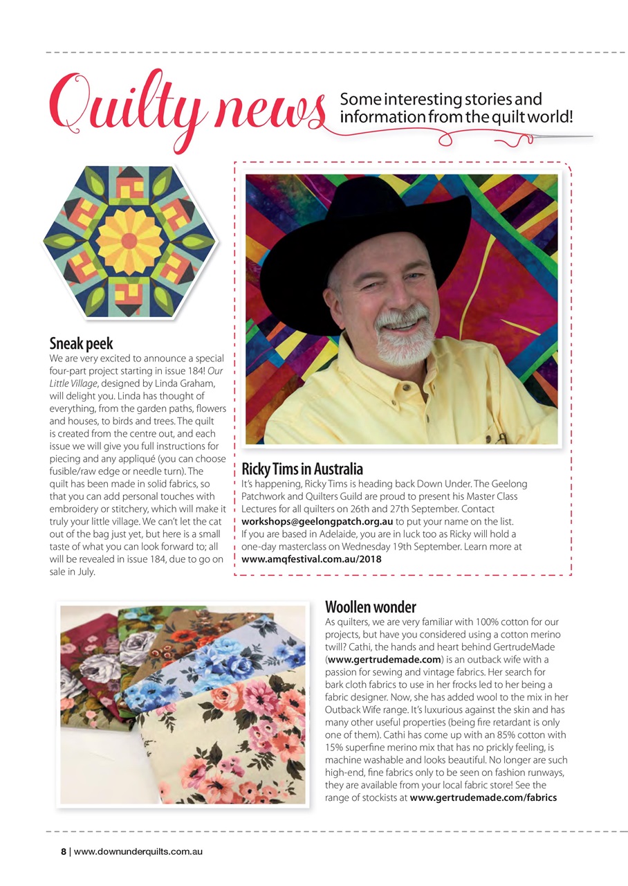 Down Under Quilts Magazine 183 Back Issue