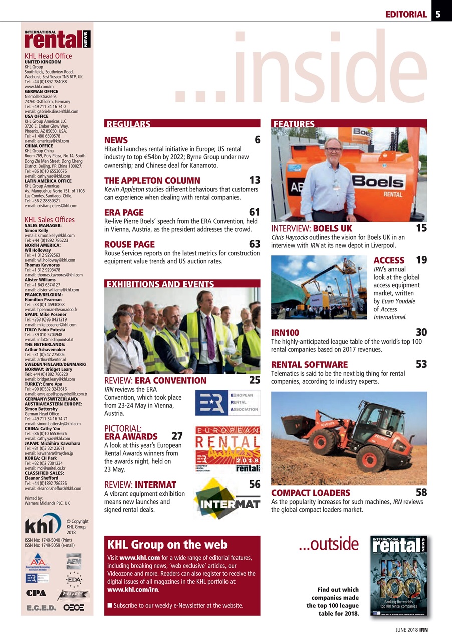 International Rental News Magazine - June 2018 Back Issue