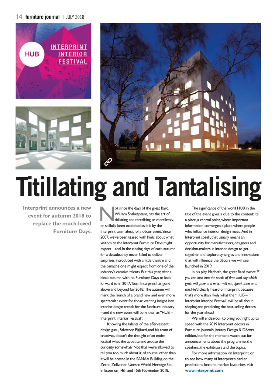 Furniture Journal Magazine July 2018 Back Issue