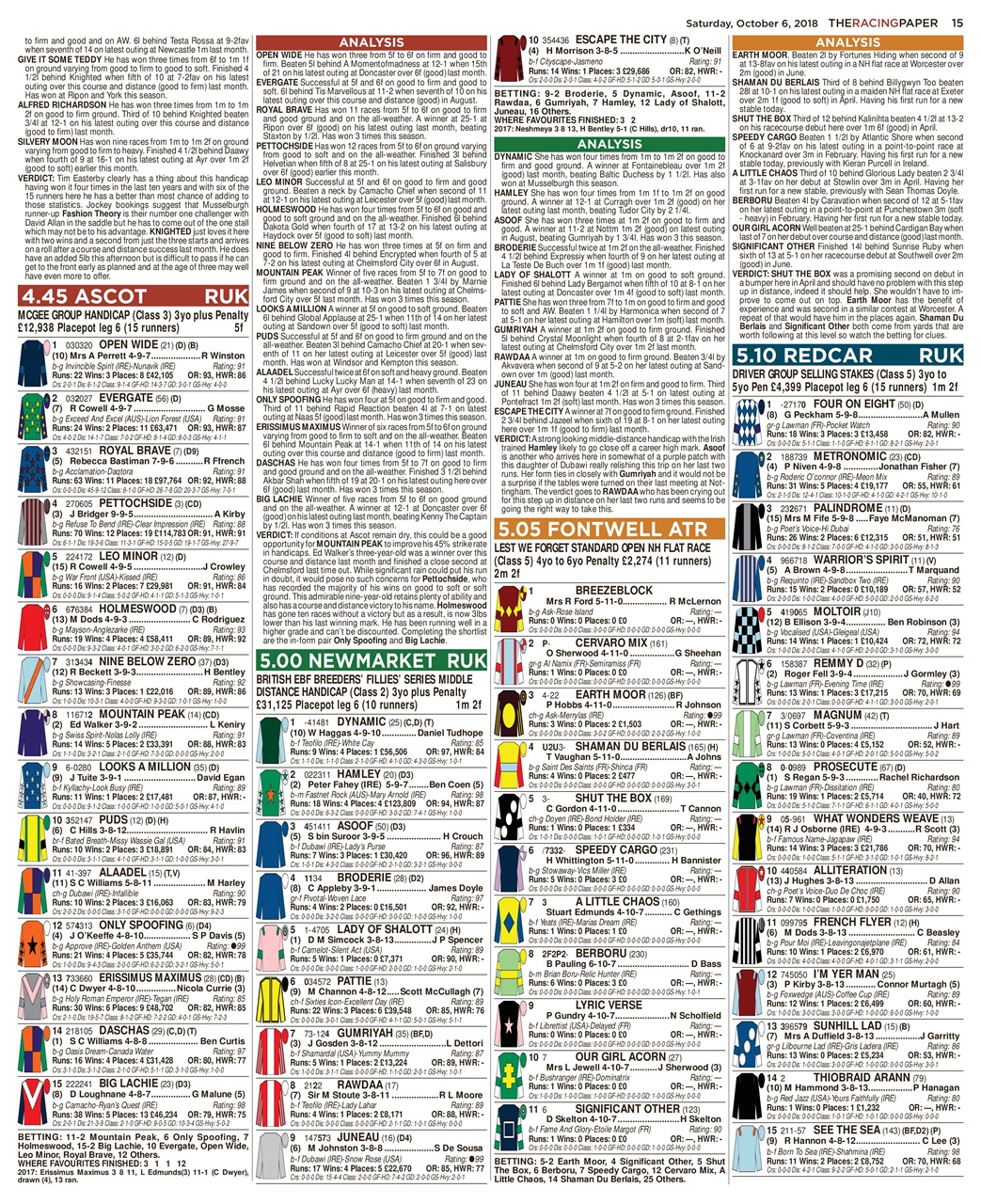 The Racing Paper Magazine - 6th October 2018 Back Issue