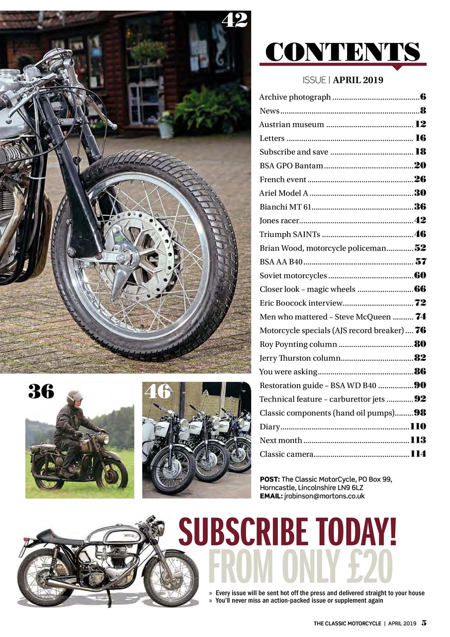 The Classic Motorcycle Magazine 46 4 April 2019 Back Issue