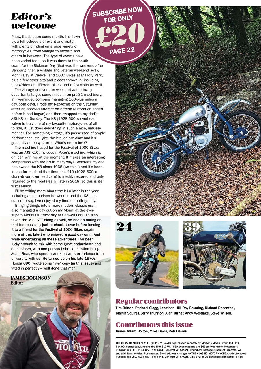 The Classic Motorcycle Magazine 46 9 September 2019 Back Issue