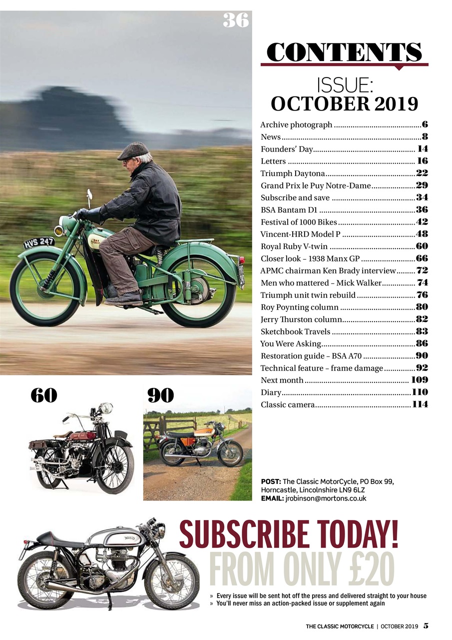 The Classic Motorcycle Magazine 46 10 October 2019 Back Issue