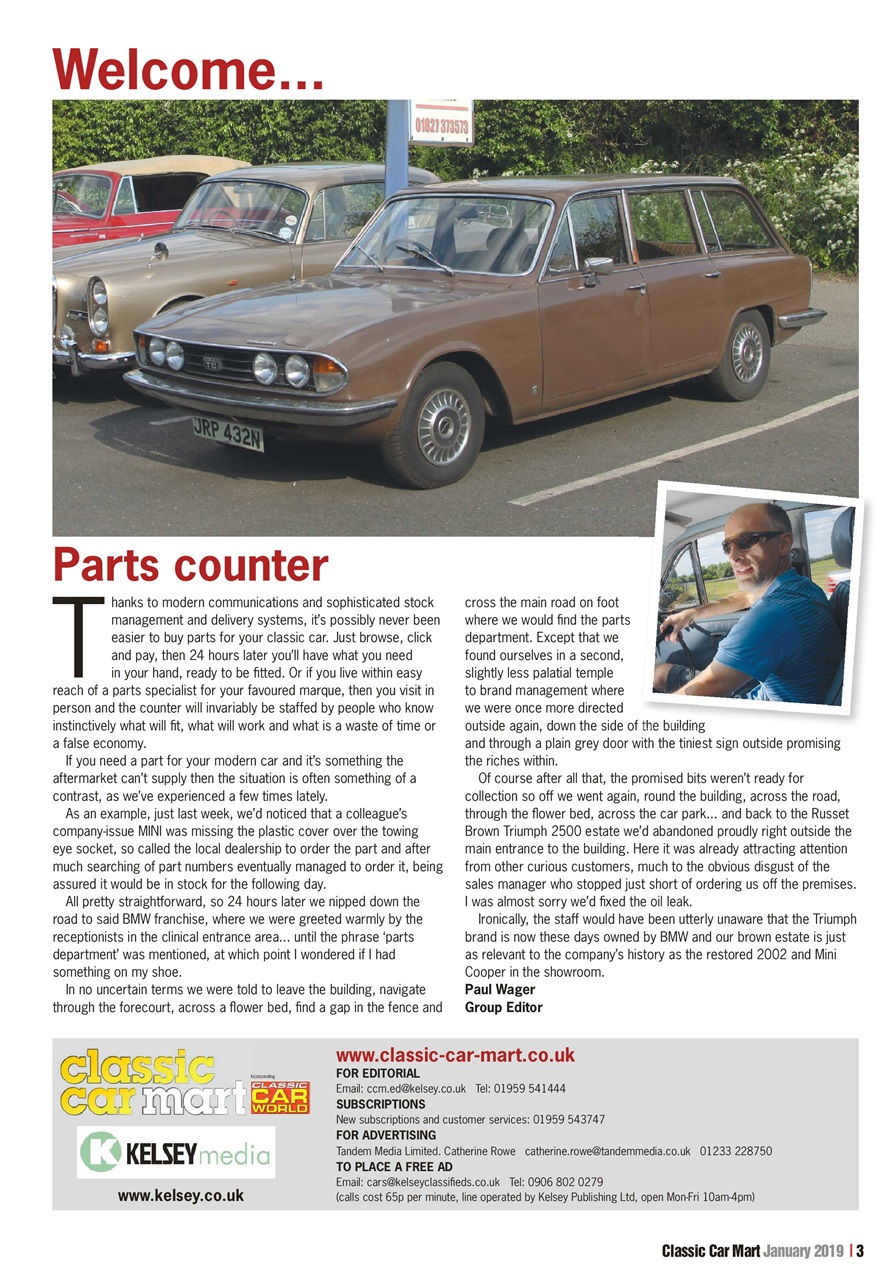 Classic Car Mart Magazine January 2019 Back Issue