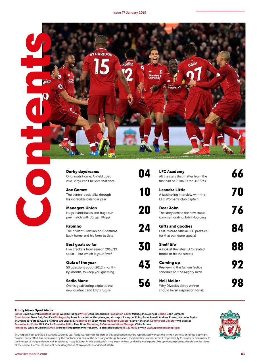 Liverpool FC Magazine Jan19 Back Issue