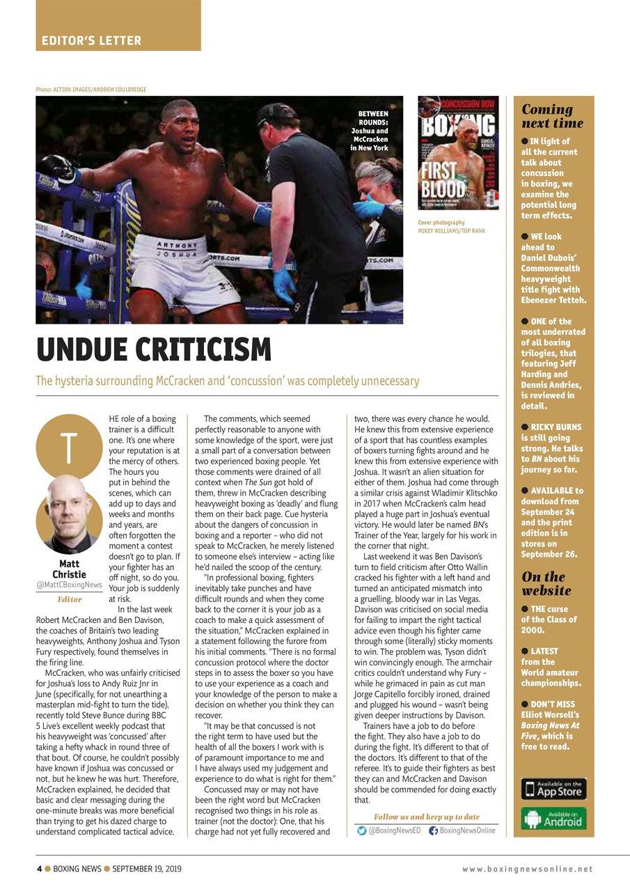 Boxing News Magazine 17Sep Back Issue