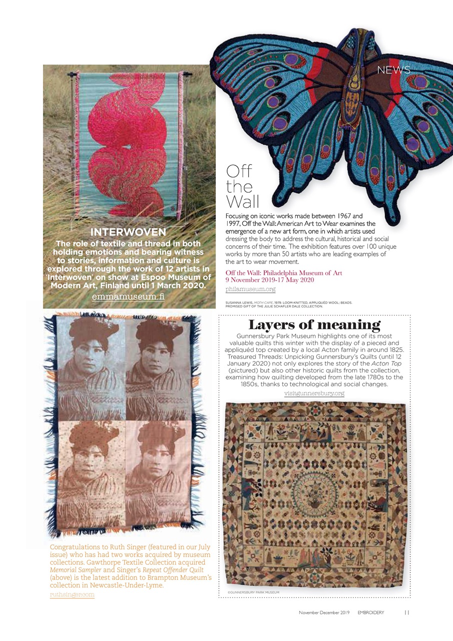 Embroidery Magazine Nov/Dec 19 Back Issue
