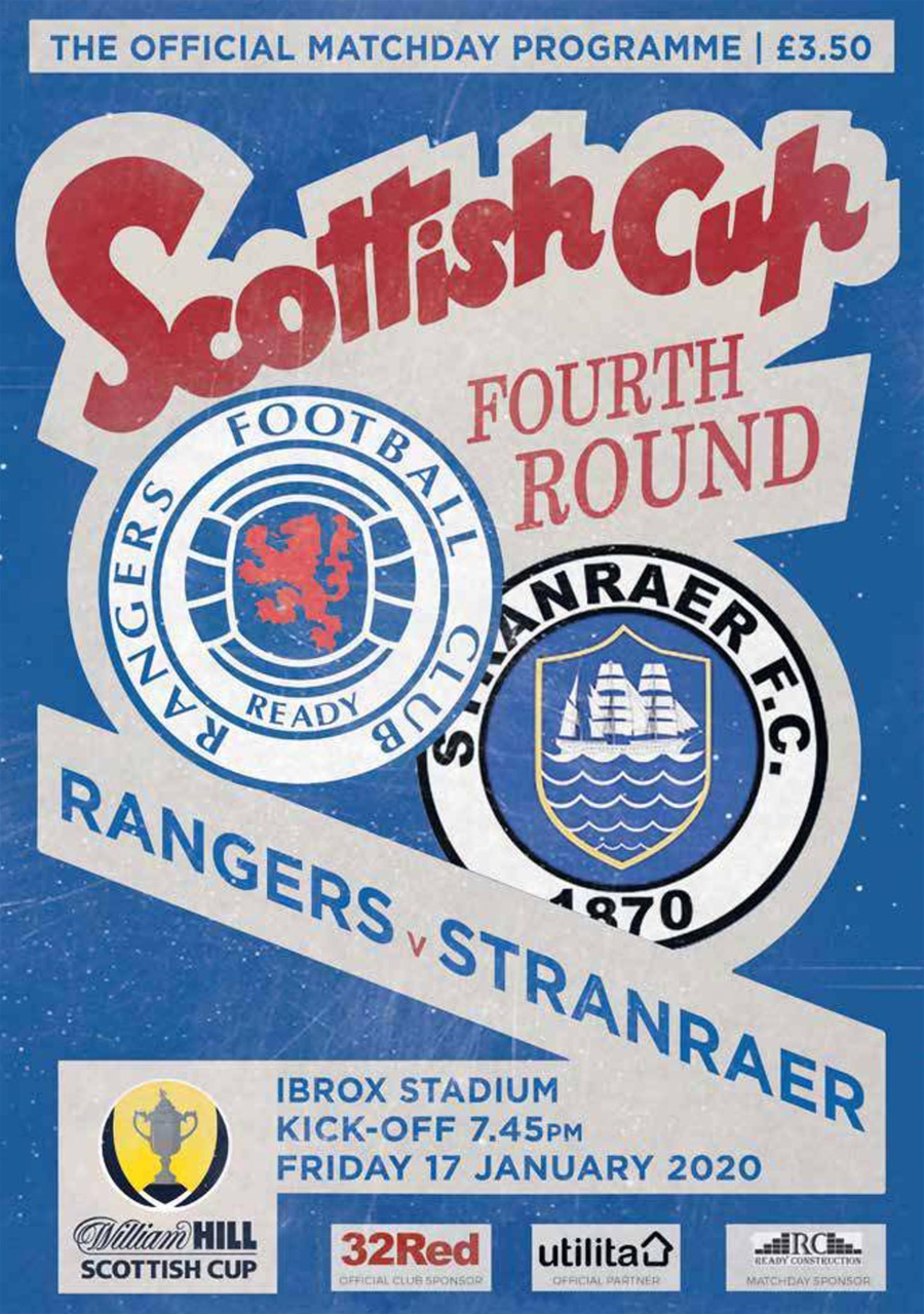 Rangers Football Club Matchday Programme - Rangers V Stranraer Back Issue