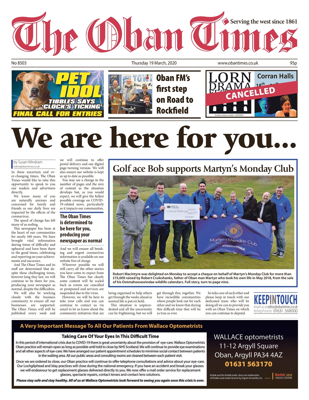 The Oban Times & Lochaber Times Magazine - 19 March 2020 Back Issue