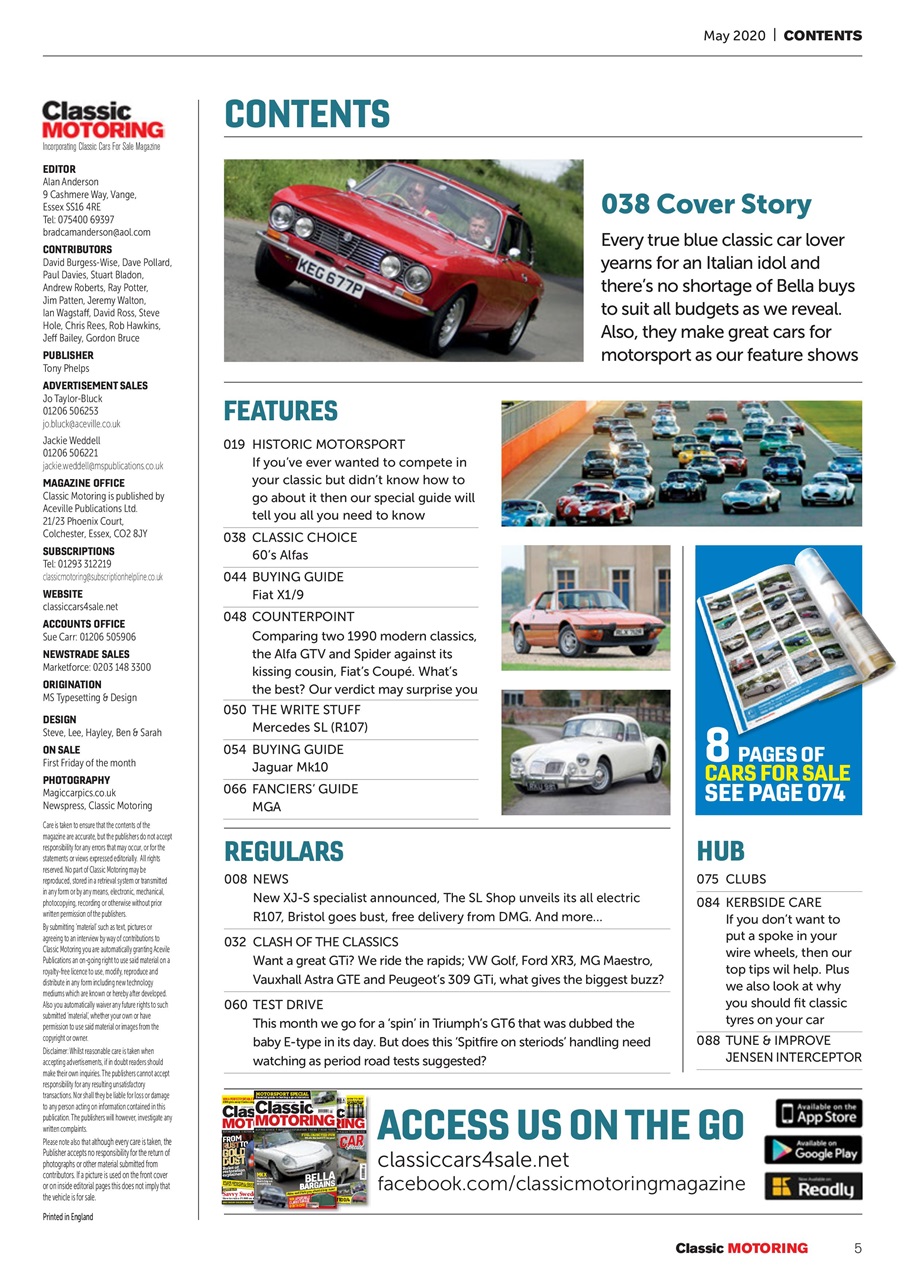 Classic Motoring Magazine Subscriptions and May-20 Issue | Pocketmags