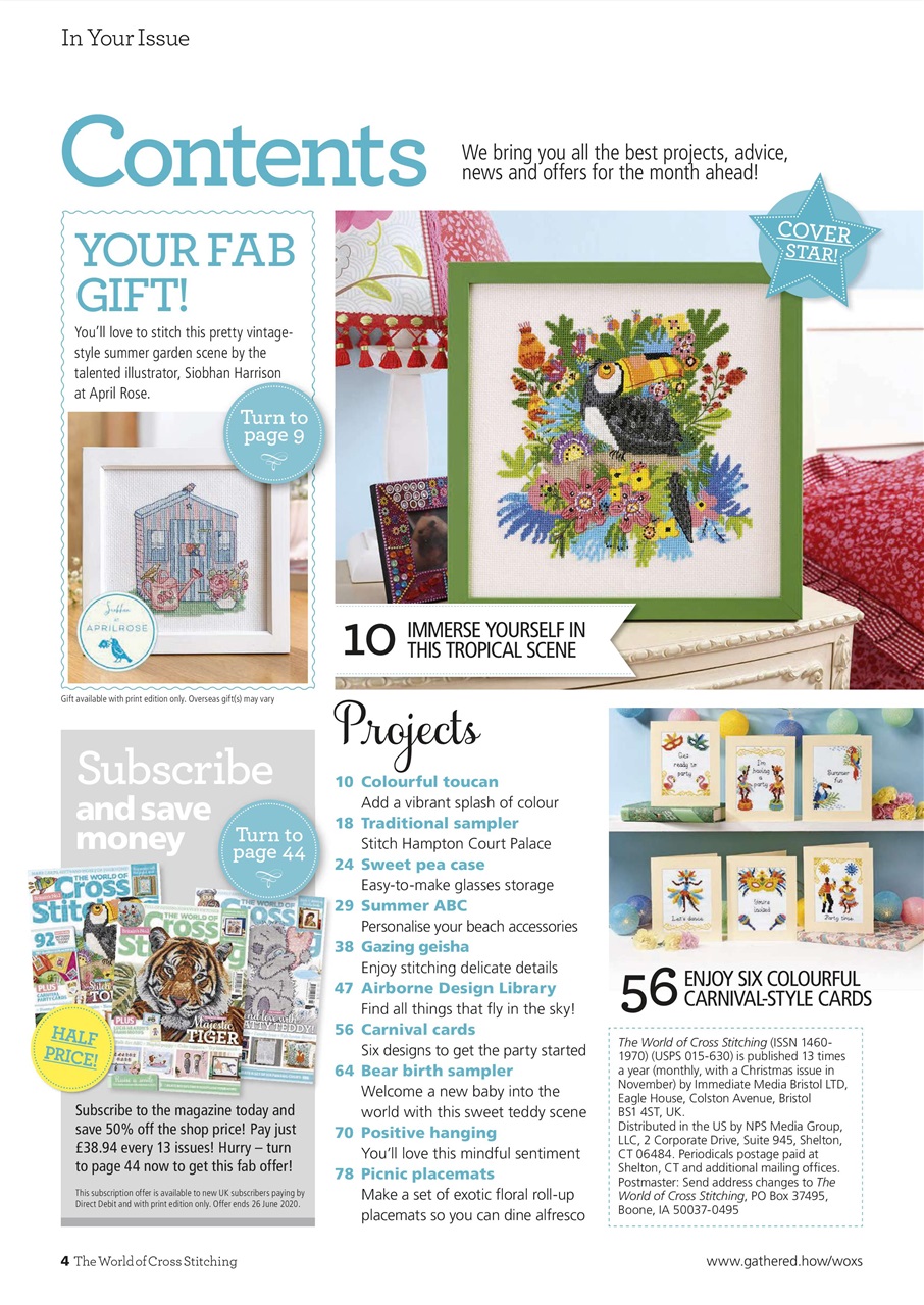 The World of Cross Stitching Magazine - July 2020 Subscriptions