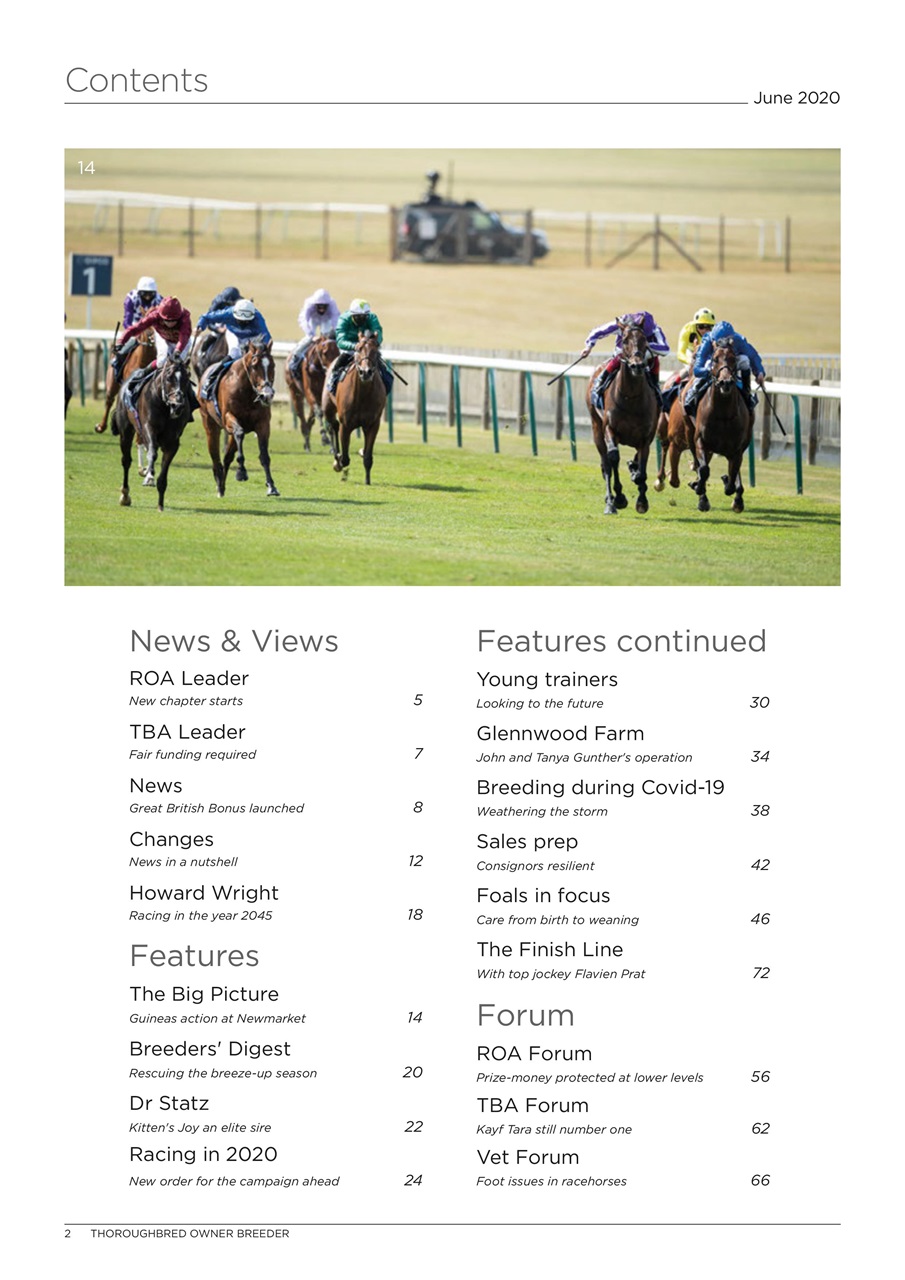 Thoroughbred Owner Breeder Magazine June 2020 Subscriptions Pocketmags