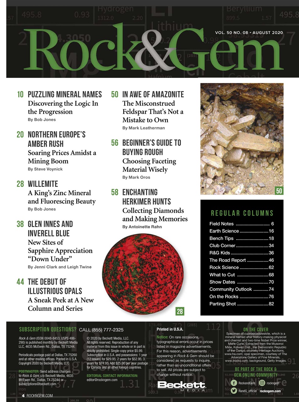 Rock&Gem Magazine - Aug 2020 Subscriptions | Pocketmags