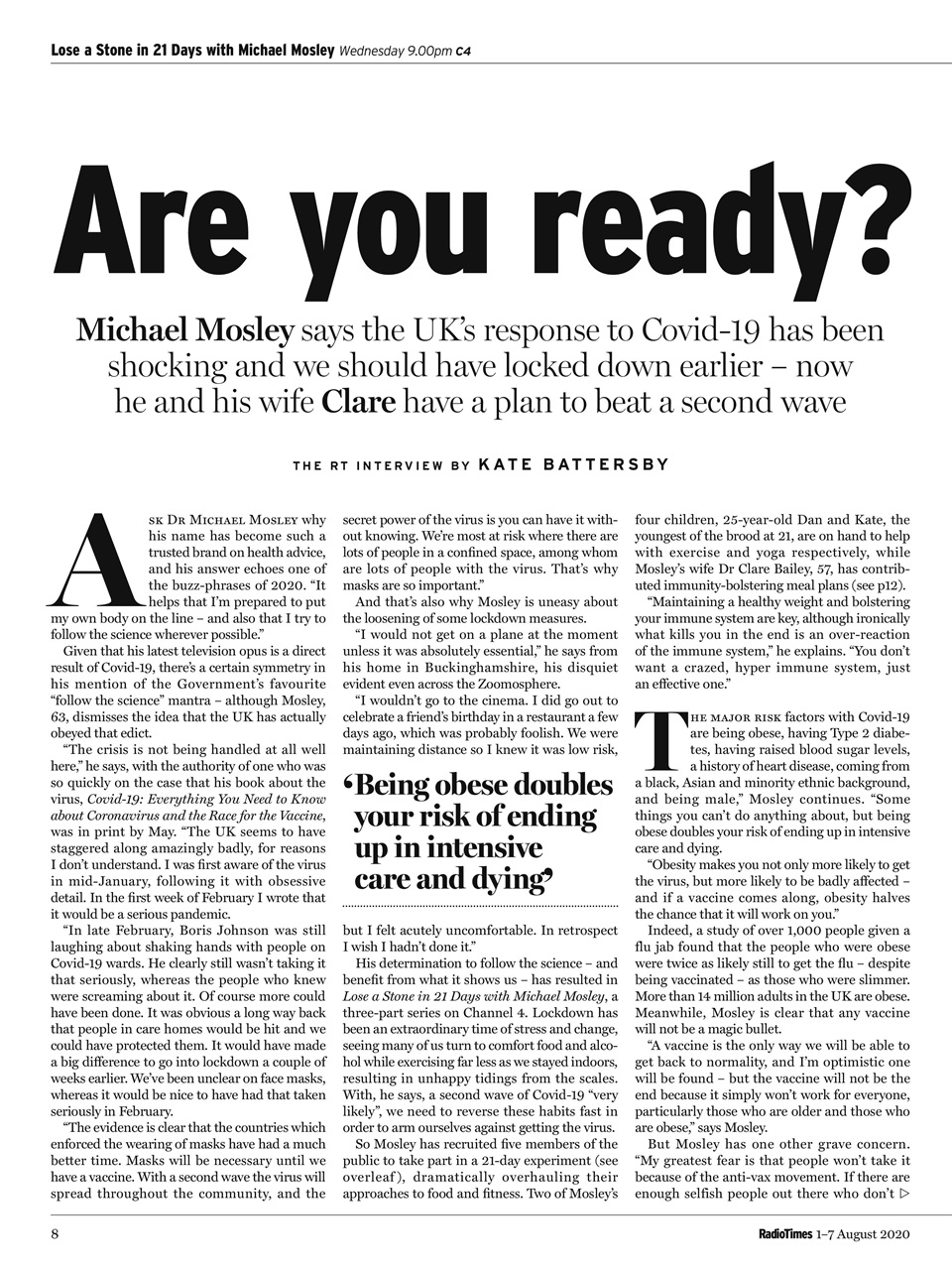 Radio Times Magazine 17th August 2020 Back Issue