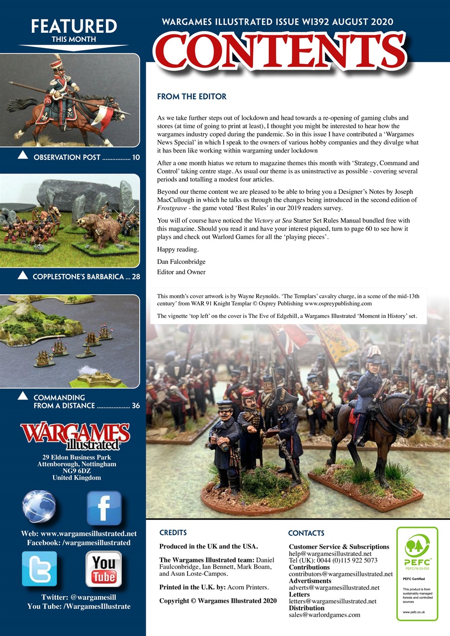 Wargames Illustrated Magazine WI392 August 2020 Subscriptions