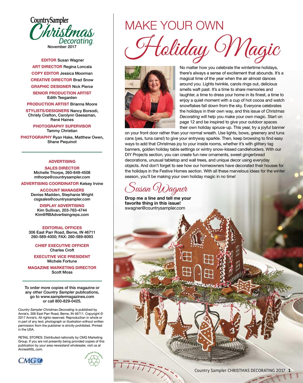 Country Sampler Magazine Christmas Decorating 2017 Special Issue