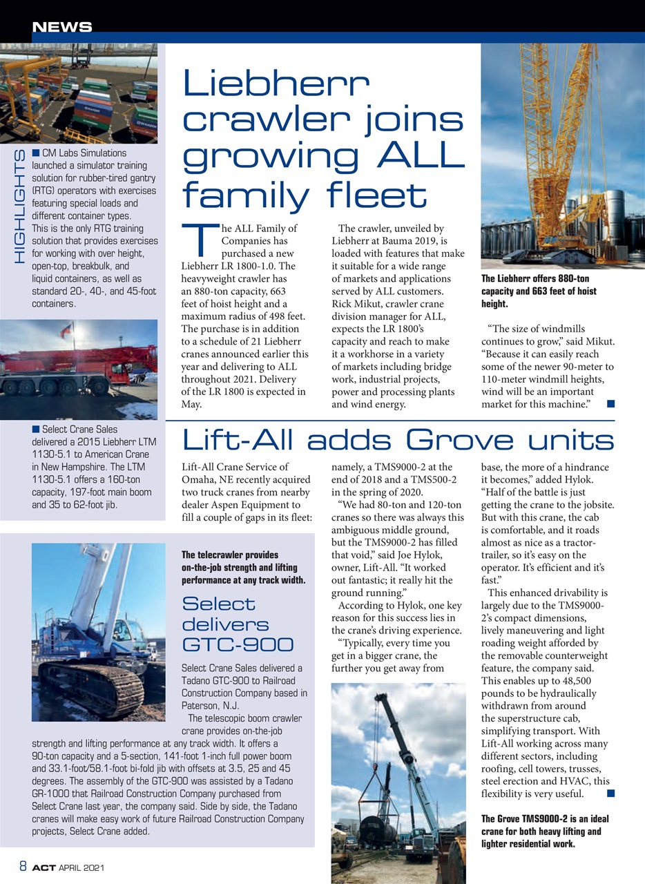 American Cranes & Transport Magazine April 2021 Subscriptions