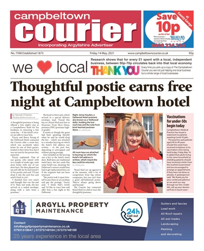 Campbeltown Courier Magazine 14 May 2021 Back Issue