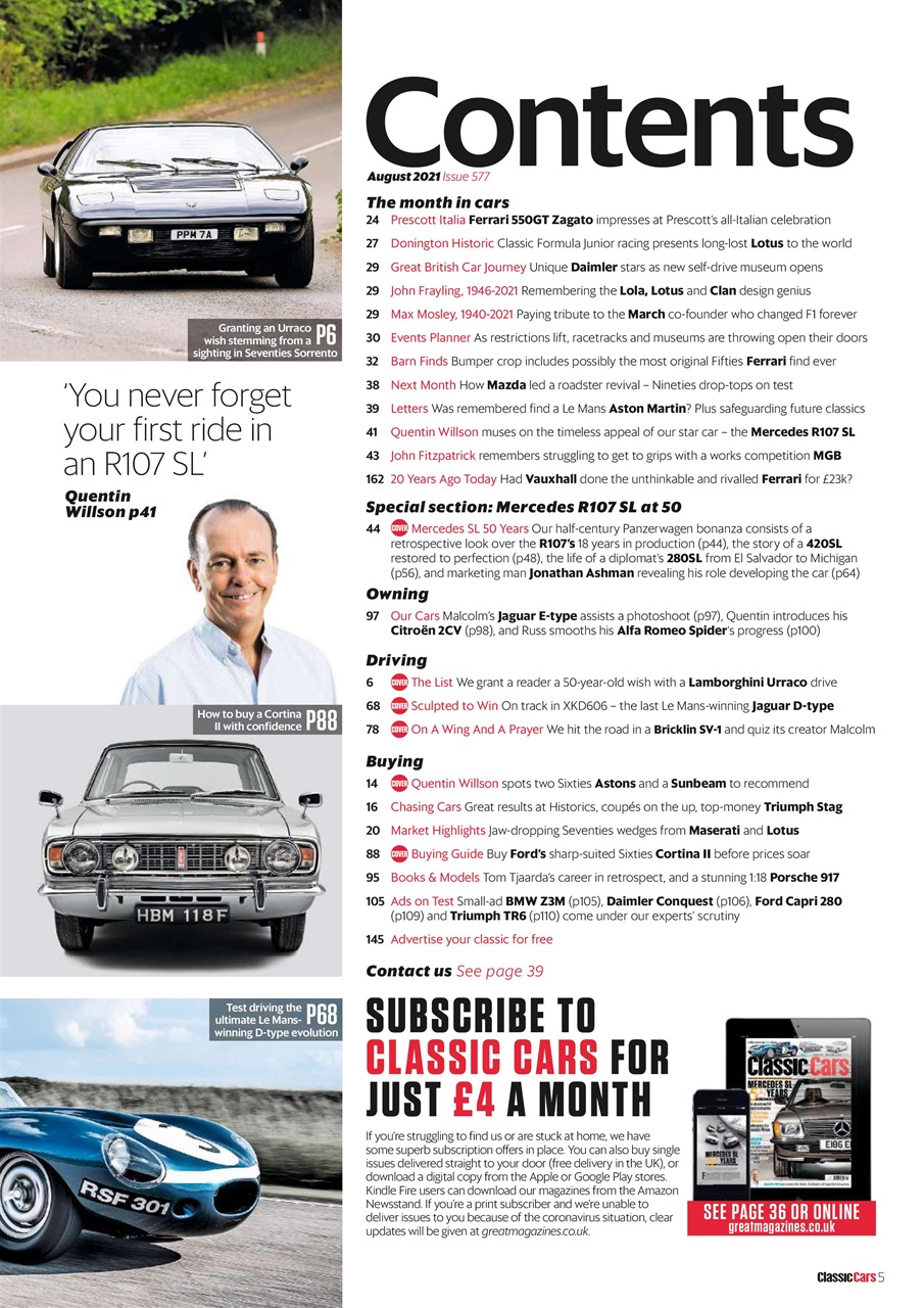 Classic Cars Magazine - August 2021 Subscriptions | Pocketmags