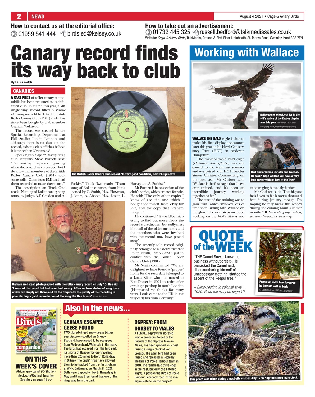 Cage & Aviary Birds Magazine - 04/08/2021 Subscriptions | Pocketmags