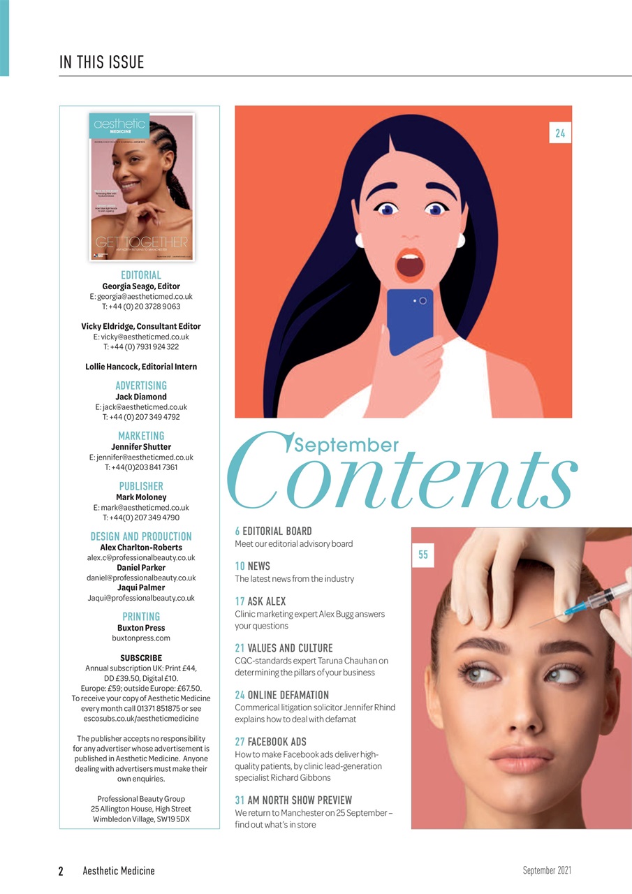 Aesthetic Medicine Magazine September 2021 Back Issue