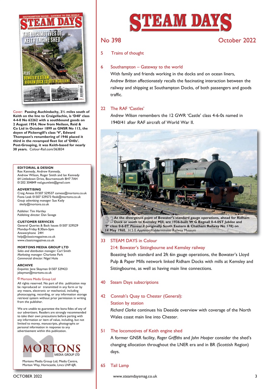 Steam Days Magazine - October 2022 Back Issue