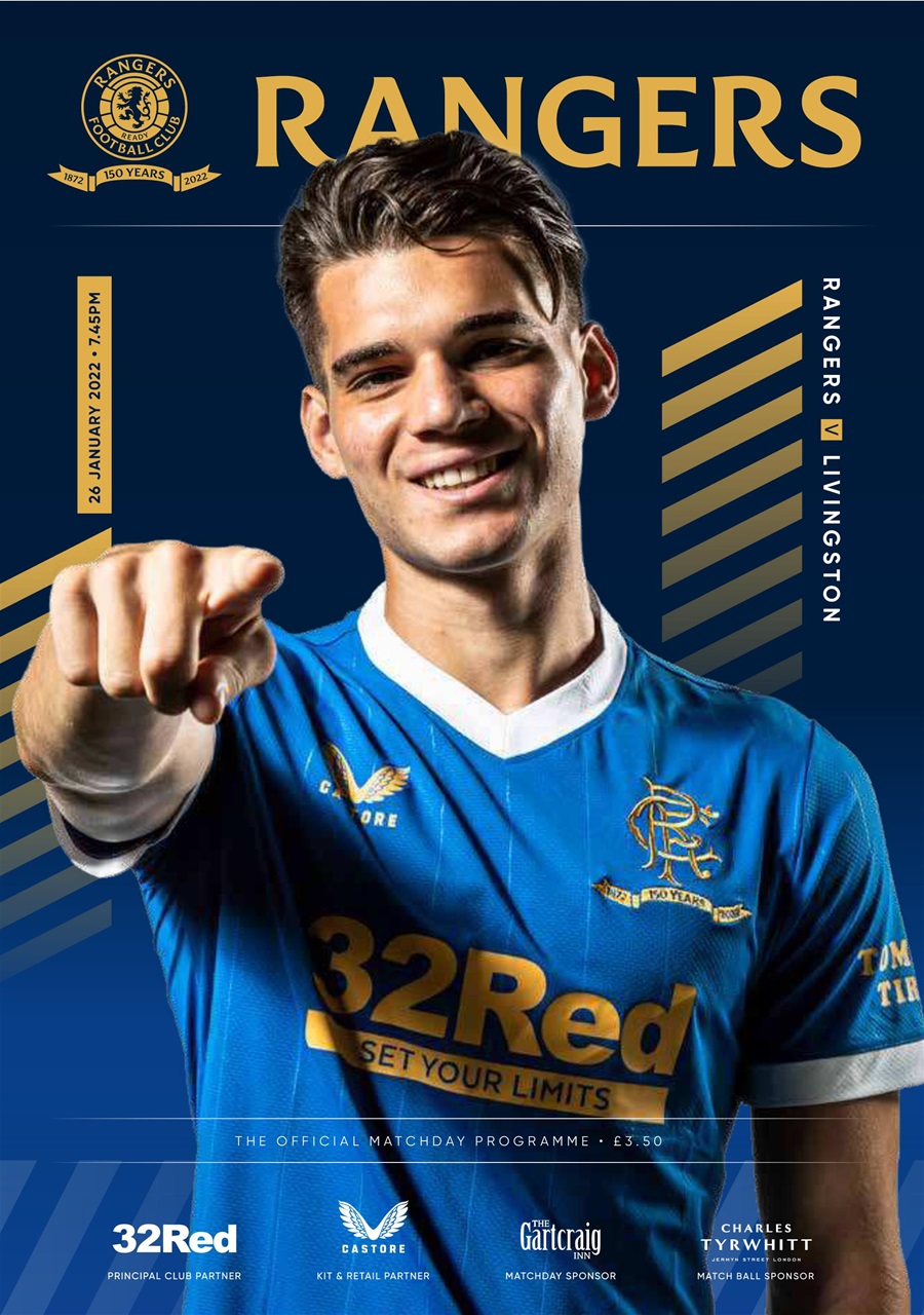 Rangers Football Club Matchday Programme Rangers v Livingston Back Issue