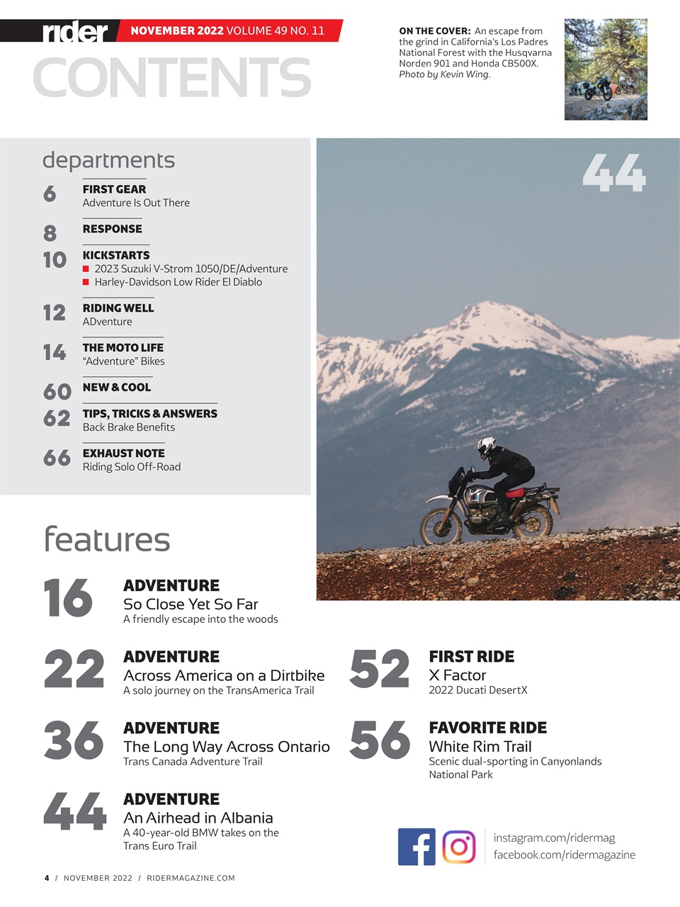 Rider Magazine November 2022 Back Issue