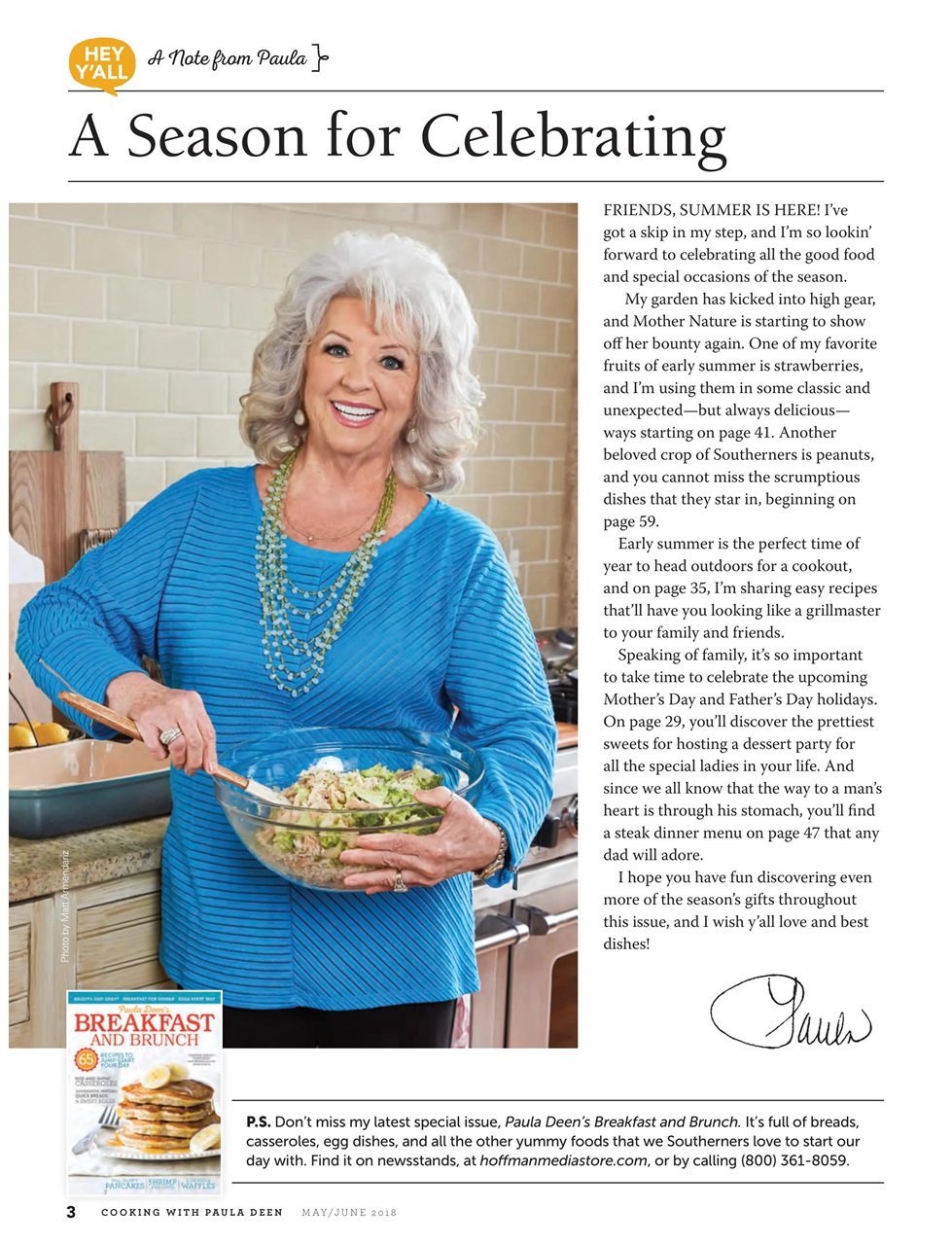 Cooking with Paula Deen Magazine - May/June 2018 Back Issue