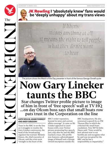 The Independent Daily Edition Newspaper - Wednesday, March 15, 2023