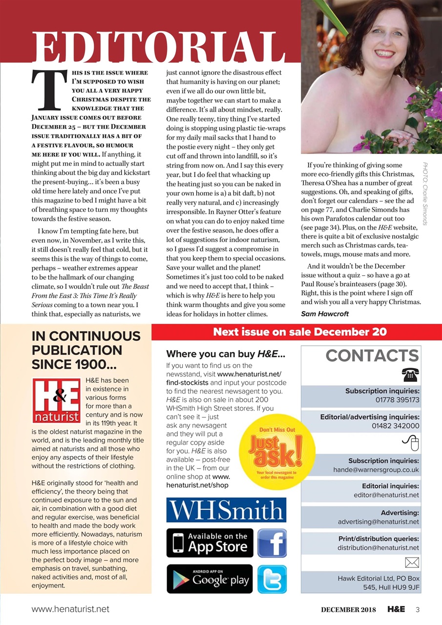 H E Naturist Magazine December 2018 Back Issue h-e-naturist-magazine-december-2018-back-issue