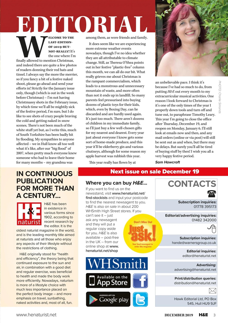 H E Naturist Magazine December Back Issue