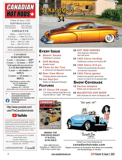 Canadian Hot Rods Magazine October November 2023 Subscriptions