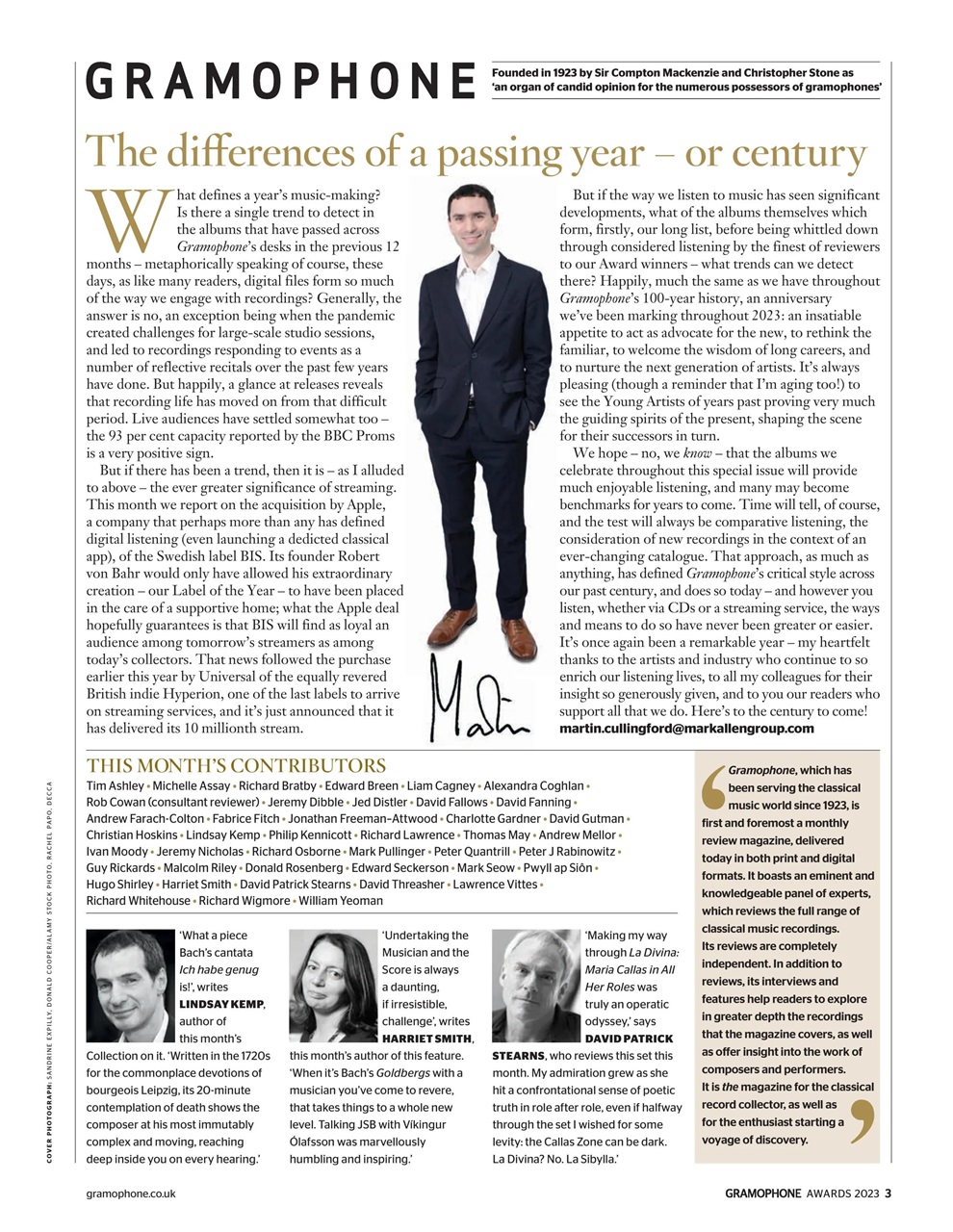 Gramophone Magazine Gramophone Awards 2023 Back