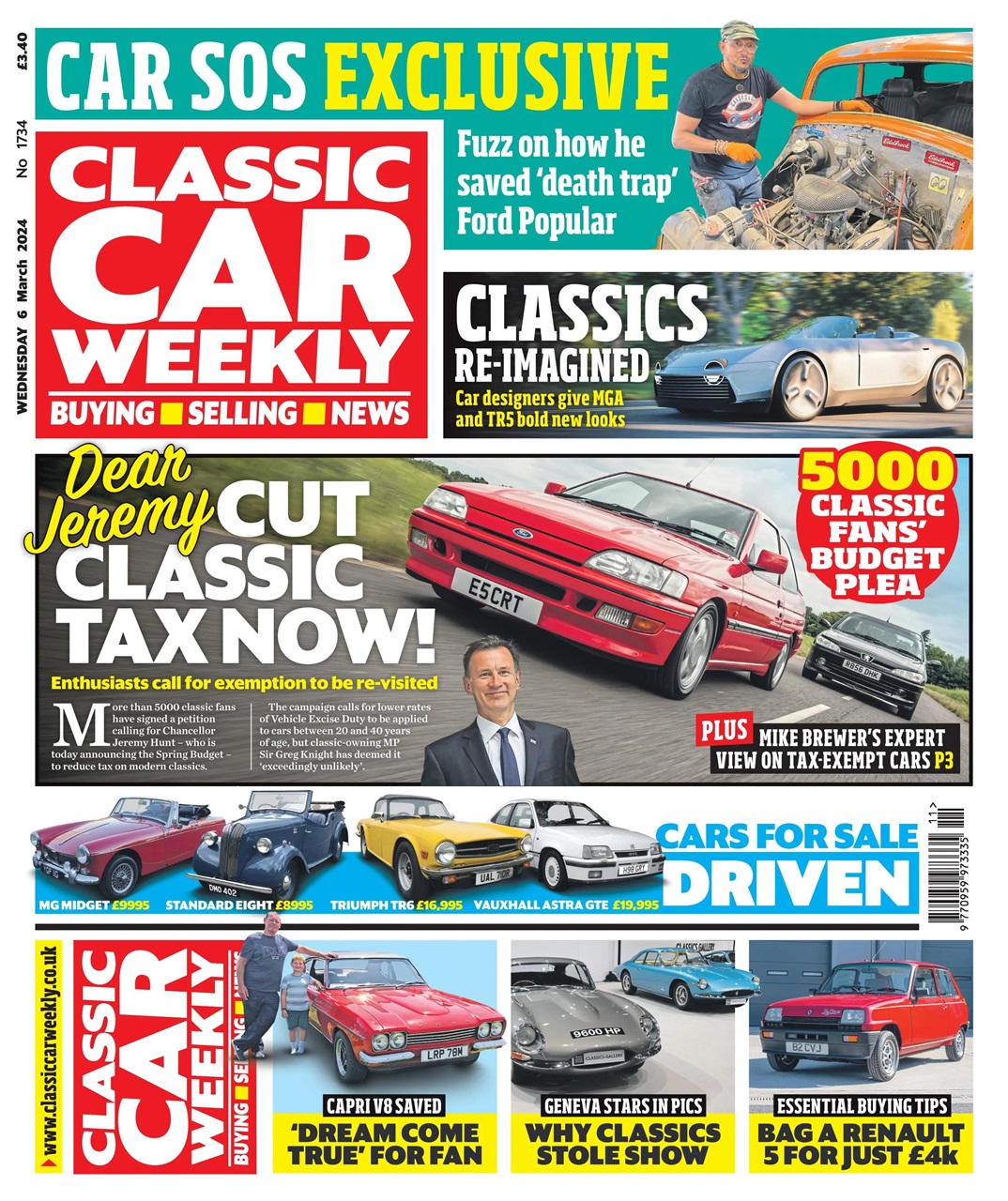 Classic Car Weekly Magazine 06Mar2024 Back Issue