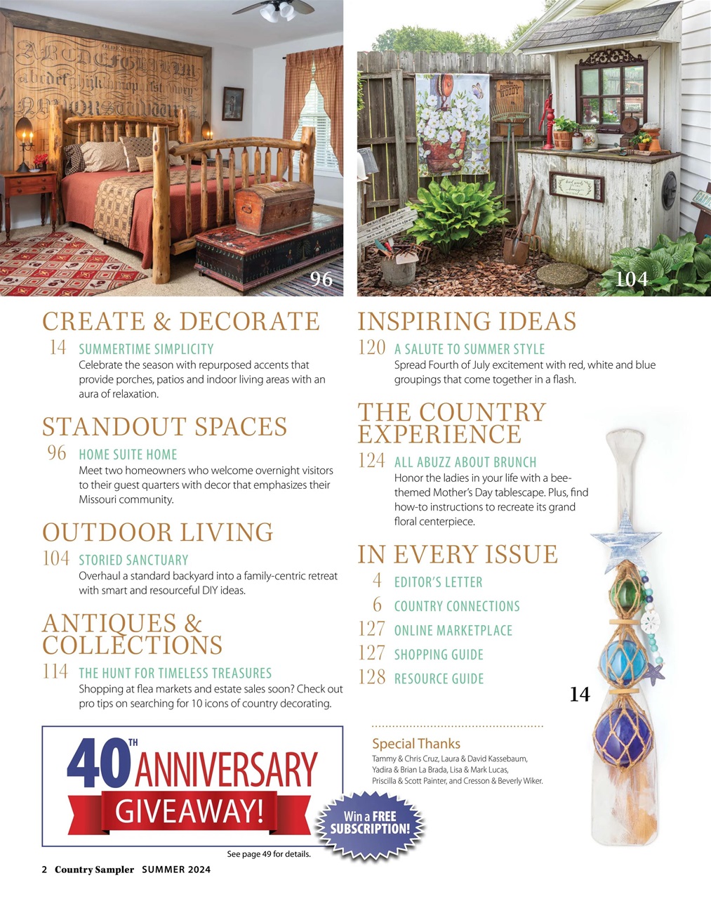 Country Sampler Magazine Subscriptions and Summer 2024 Issue