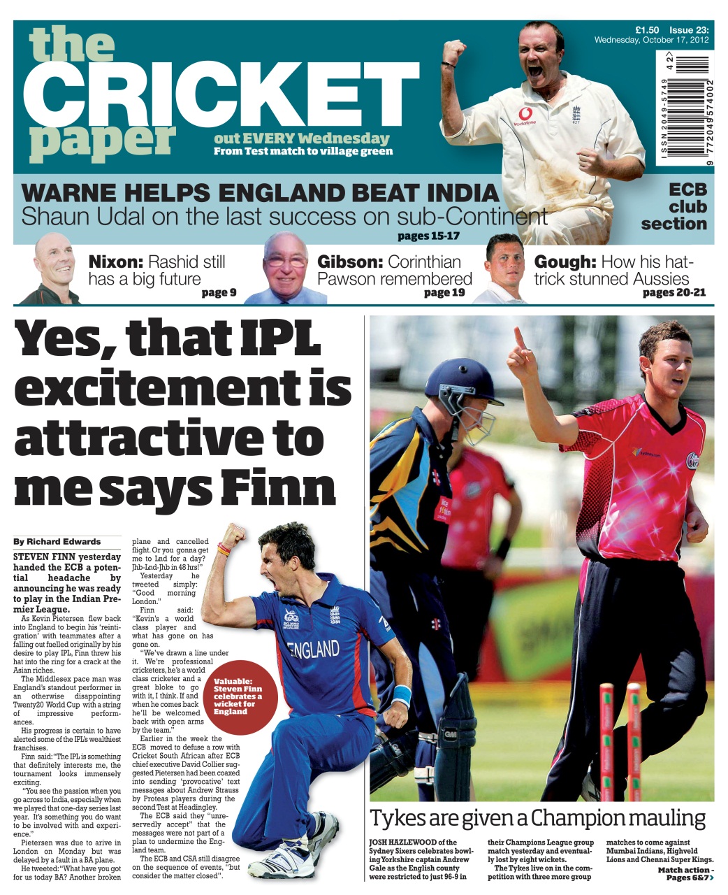 The Cricket Paper Magazine - 17th October 2012 Back Issue