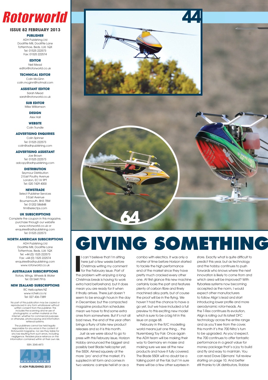 Radio Control Rotor World Magazine 82 Back Issue