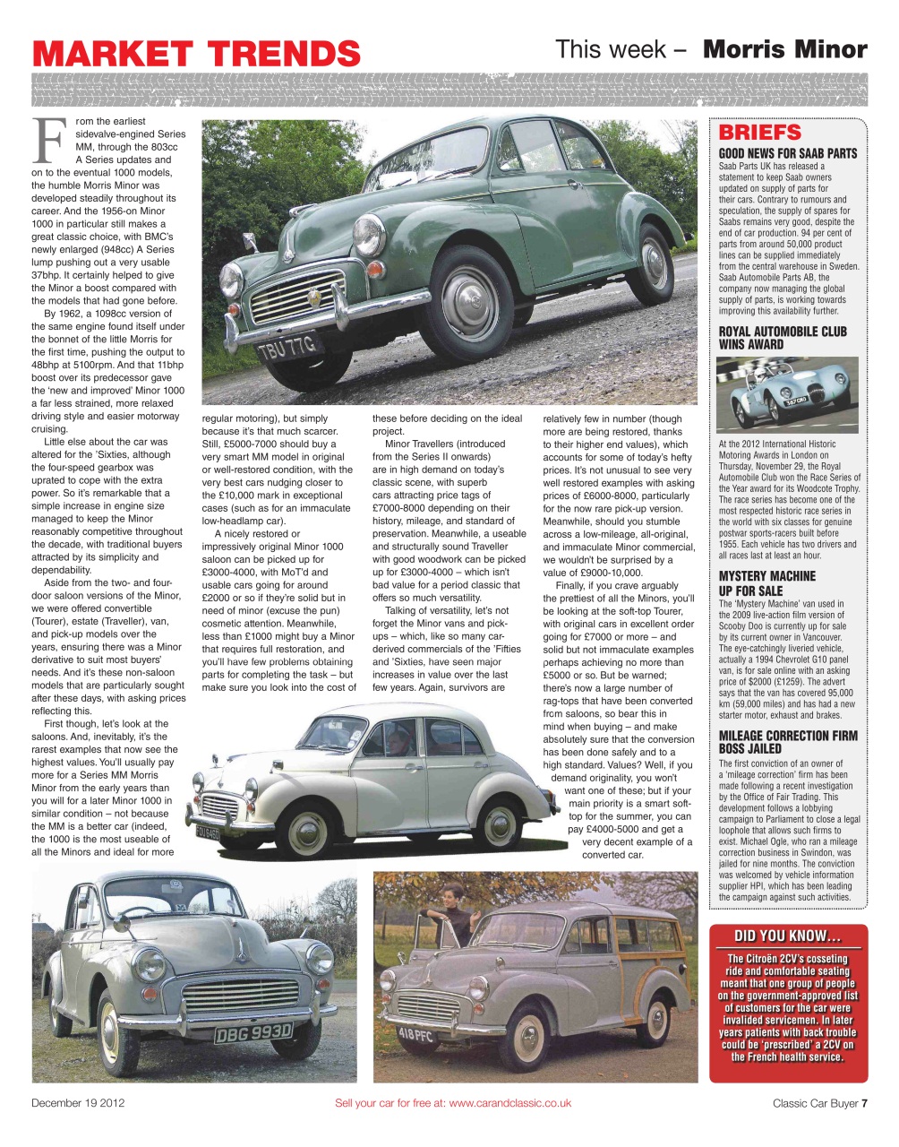 Classic Car Buyer Magazine - CCB December 19 2012 Back Issue