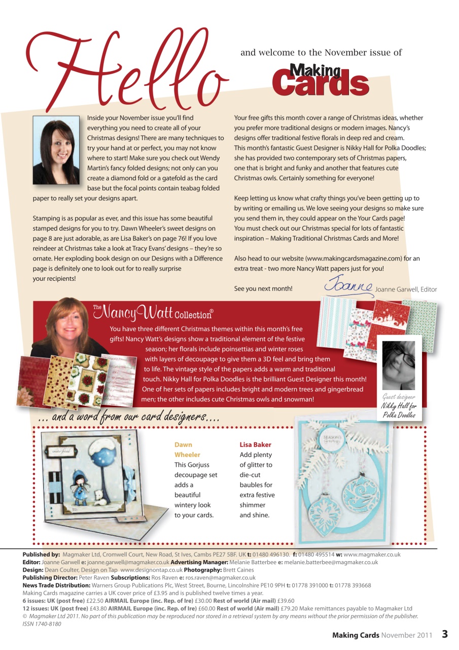 Making Cards & Papercraft Magazine November 2011 Subscriptions